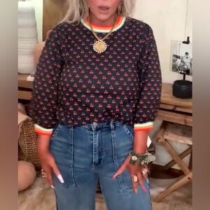 NWT Jodifil Women’s Accent Trim Cherry Top.